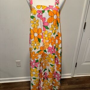 Floral Jumpsuit with Pink and Orange Flowers